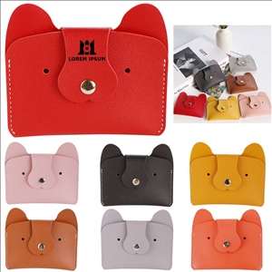 PU Leather Cartoon Cat Ear Card Wallet for 6-10 Cards